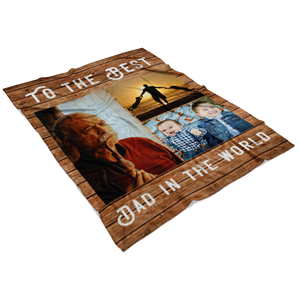 "Best Dad in the World" Personalized Fleece Blanket