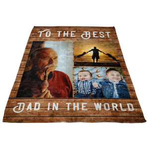 "Best Dad in the World" Personalized Fleece Blanket